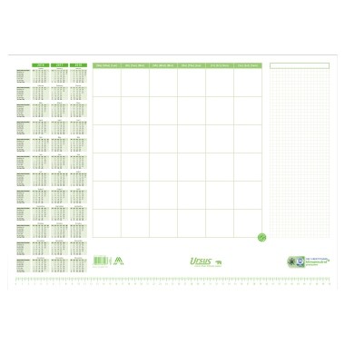 Schreibunterlage 52,5x37,5cm Ursus Green 30 Bl. premiumweiß/grün, Jahresplan ,Recyclingpapier