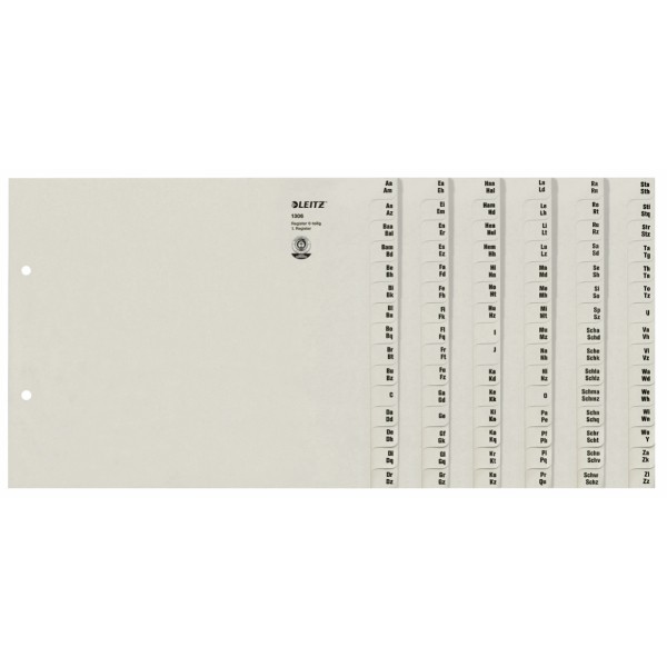 Register A4 2/3 A-Z Papier f. 6 Ordner grau 6 Abläufe mit je 15 Blatt für 6 Ordner