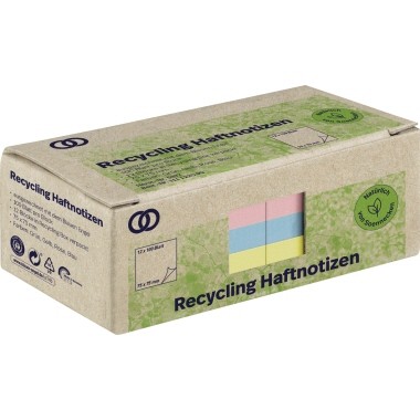 Haftnotiz 50x40mm oeco Recycling Soennecken farbig 100 Bl./Block, 12 Block/Pack