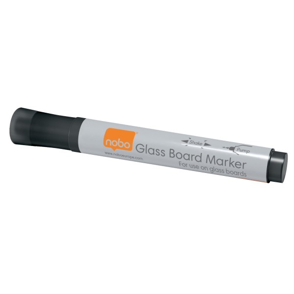 Glasboard Marker Nobo schwarz 4 St./Pack Strichbreite 3 mm , Rundspitze trocken abwischbar