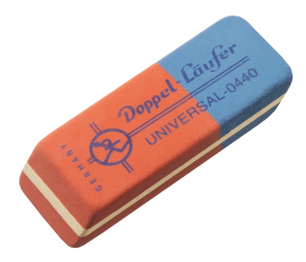 Radierer Läufer Universal 440 Naturkatuschuk 1,9 x 0,9 x 5,5 cm (B x H x L), rot/blau
