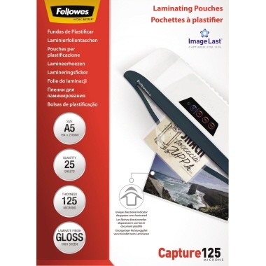 Laminierfolie A5 125mic Fellowes ImageLast transparent glänzend ,25 St./Pack