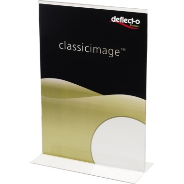 Tischaufsteller A5 Deflecto Classic Image T Form transparent/Maße:15x21,5x8,3 cm (BxHxT)