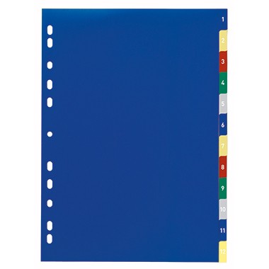 Register A4 1-12 Plastik PP farbige Taben mit Deckblatt