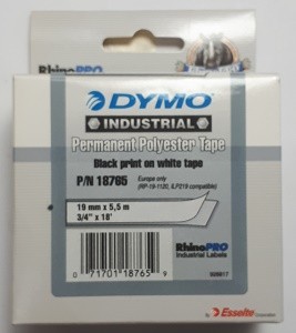 Bänder Dymo ID1 Polyesterband permanent 19mmx5,5m schwarz/weiss