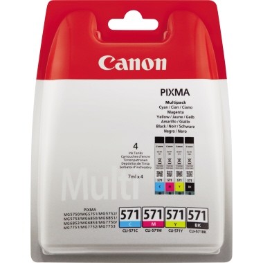 Canon Tintenpatrone CLI 571 Mulitpack 4 St./Pack Farbe: schwarz, cyan, magenta, gelb