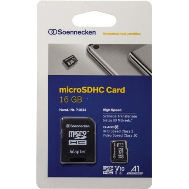 Speicherkarte Soennecken 16 GB microSDHC Klassenbezeichnung: Class 10