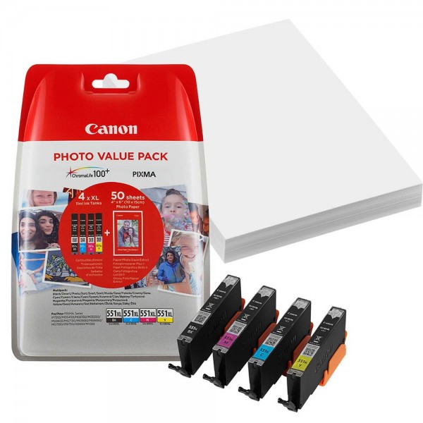 Canon Tintenpatrone CLI551XL Multipack 4 St./Pack. schwarz, cyan, magenta, gelb, Inhalt: 4 x 11 ml
