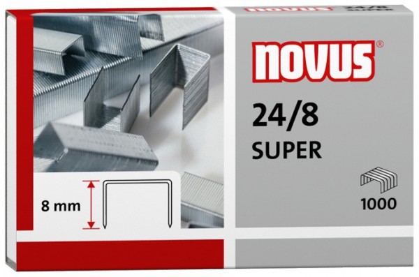 Heftklammern 24/8 verzinkt 1000 St./Pack Heftleistung:50 Bl. (80 g/m²) NOVUS 040-0038 SUPER