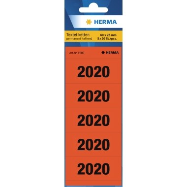 Rüschi &quot;2020&quot; rot Herma 100 St./Pack
