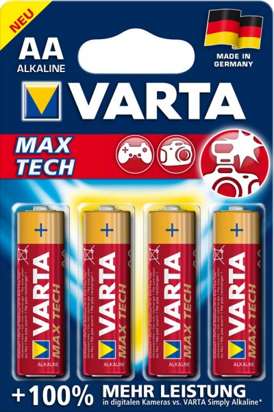 Batterie Mignon AA Varta Max Tech 4 St./Pack Alkali-Mangan,LR6, 1,5V 2.970 mAh / 190217300