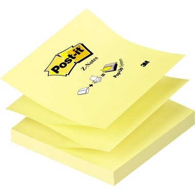 Haftnotiz 76x76mm Post-it® Z-Notes gelb 12 Block/Pack - 100 Bl./Block