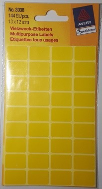 Etiketten 18x12mm gelb 144 St./Pack **Restposten,begrenzte Menge**