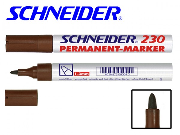 Permanentmarker Schneider Maxx 230 braun Rundspitze ,Strichstärke 1-3 mm ,nachfüllbar