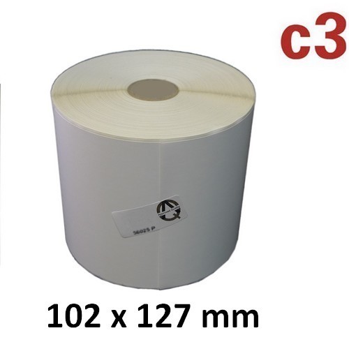 Etikett 102x127mm Thermo-Top permanent weiß 76er Kern, 565 Etiketten, perforiert