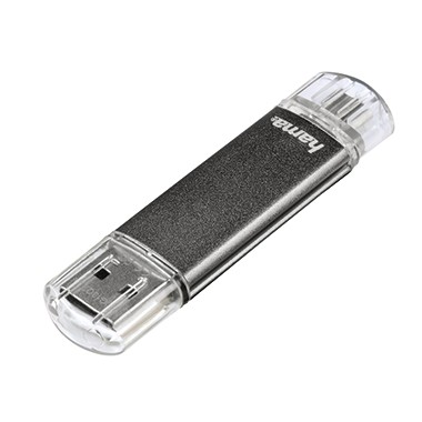 USB Stick 32GB Hama Laeta Twin grau USB 2.0 Maße: 18 x 8,5 x 70 mm (B x H x T)