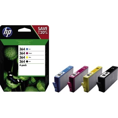 HP Tintenpatrone 364 farbig 4 St./Pack schwarz, cyan, magenta, gelb