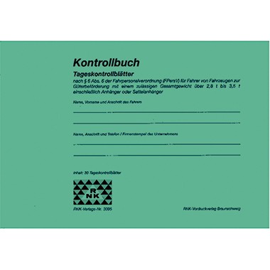 Kontrollbuch A5 quer 32 Blatt Tageskontrollblätter für das Fahrpersonal