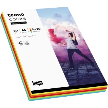 Kopierpap. A4 80g/m² Intensivmix 100 Bl./Pack Tecno Colors 2100011413