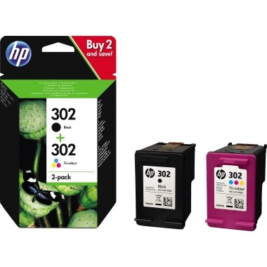 HP Tintenpatrone 302 schwarz,color 2 St./Pack Druckseiten: ca. 190 Seiten schwarz