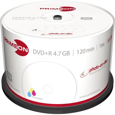 DVD+R Spindel 4,7GB PRIMEON 50-er Spindel Laufzeit 120min , 16x , Singel layer , bedruckbar