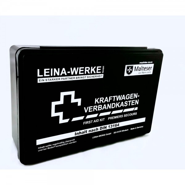 Verbandskasten KFZ LEINA-WERKE DIN 13164 schwarz Maße 25,5 x 8,0 x 16,6 cm