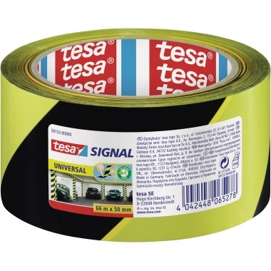 Packband 66mx50mm PP gelb/schwarz Signalband Tesa Universal