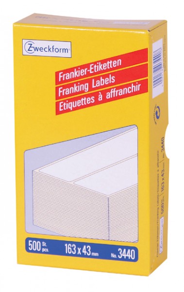 Frankier Etikett 163x43mm doppelt weiß 500 Etiketten/Pack