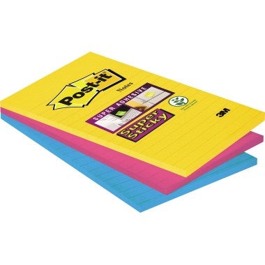 Haftnotiz 101x152mm Super Sticky Rio de Janeiro liniert , 90 Bl./Block, 3 Block/Pack,Post-it®