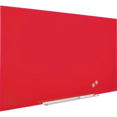 Glasboard 188x106cm Nobo Impression Pro rot magenthaftend,beschreibbar,mit Ablageschale