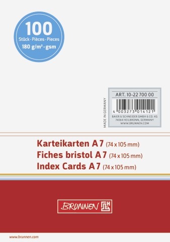 Karteikarten A7 blanco weiss 100 St./Pack