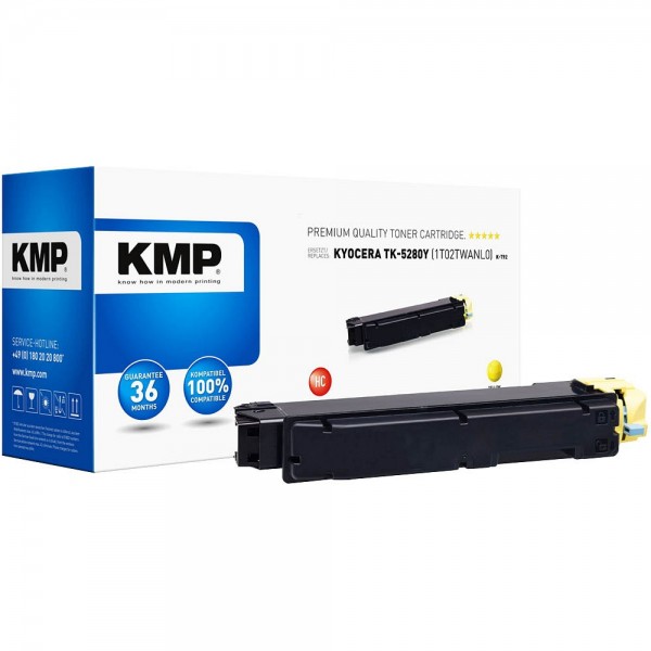 Lasertoner KMP K-T92 komptbl. Kyocera TK-5280Y gelb , Druckleistung ca. 11.000 Seiten, rebuilt