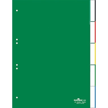 Register A4 blanko 5-teilig Hartfolie grün Maße: 21,5/23 x 29,7 cm (B x H)