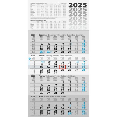 Kalender 4-Monate 30x48,5cm Datumschieber 2024 Druckfarbe: schwarz/blau