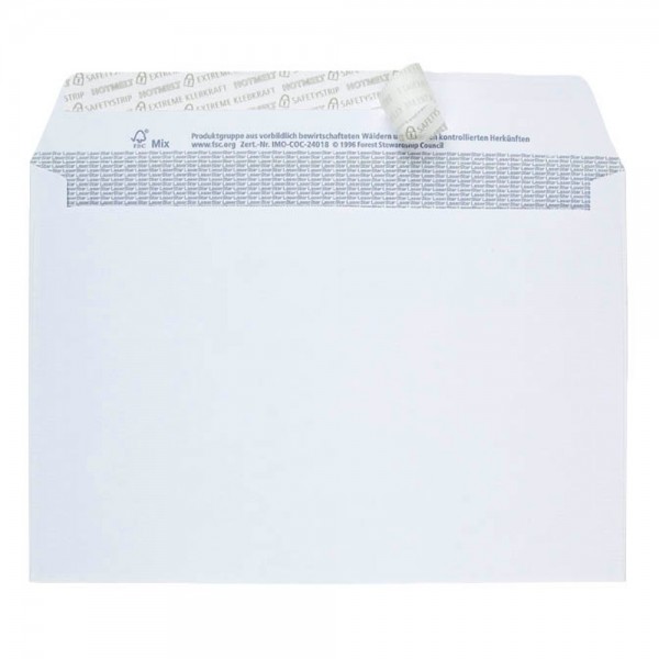 Briefhüllen C6 HK ohne Fenster weiß 100g/qm, Maße: 162 x 114 mm, 25 St./Pack