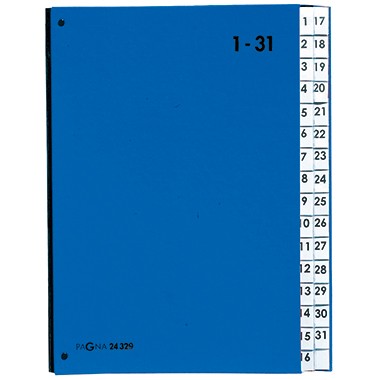 Pultordner 1-31 Pagna Coloreinband blau Maße: 26,5 x 34 cm (B x H), 32 Fächer