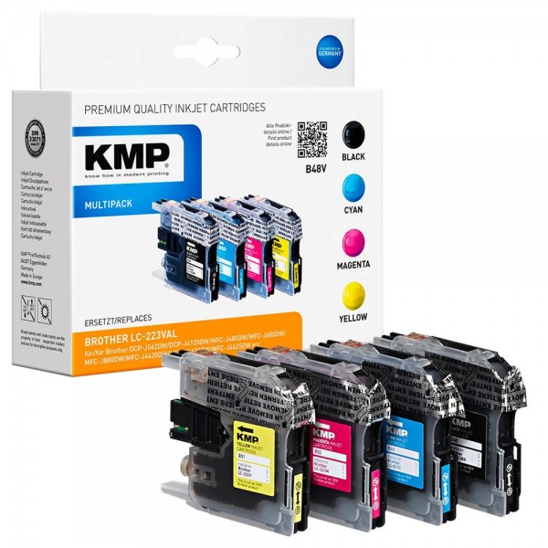 Tintenpatrone KMP B48V wie Brother LC-223BK/C/M/Y schwarz,cyan,magenta,gelb , 4 St./Pack