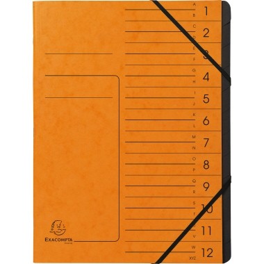Ordnungsmappe Exacompta 12 Fächer orange Maße: 24,5 x 32 cm (B x H)