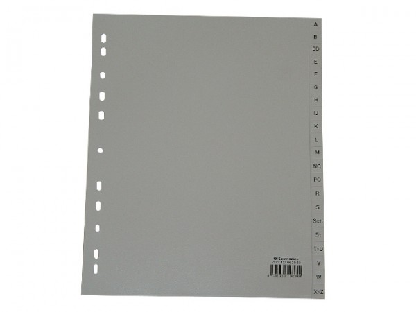 Register A4 A-Z Plastik PP 20 Blatt Überbreite Maße: 24,5 x 29,7 cm (B x H), grau