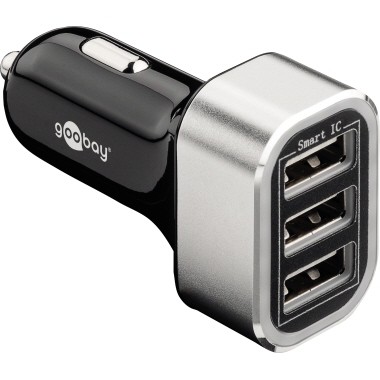 Kfz Ladegerät Goobay Triple Geräte m. USB Anschluß max. Ladestrom: 5,5 A, schwarz