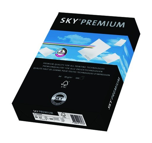 Kopierpap. A4 80g/m² SKY-PREMIUM weiß 500 Bl./Pac Laserdrucker, Inkjetdrucker, Kopierer, Faxgeräte