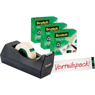 Tischabroller Scotch Sparset C38SM3S schwarz Scotch Klebefilm Magic™ Promotion