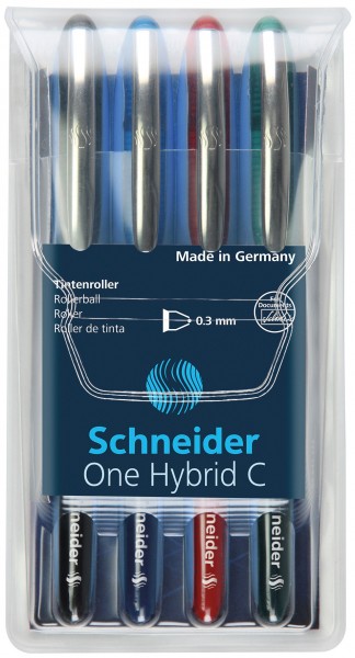 Tintenkugelschreiber One Hybrid 0,3 mm 4-er Etui Kappenmodell,Hybrid-Konusspitze