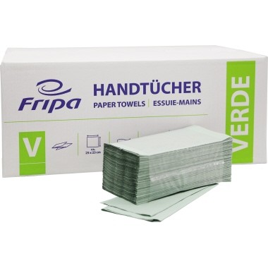 Falthandtücher 25x23cm 1-lagig V-Falz grün Verde Recyclingpapier,20 x 250 Bl./Pack