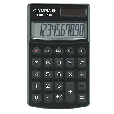 Taschenrechner Olympia LCD-1110 10-stellig Solar-/Stützbatteriebetrieb, schwarz