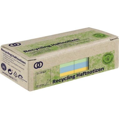 Haftnotiz 40x50mm Soennecken oeco Recycling 100 Bl./Block/12 Block/Pack