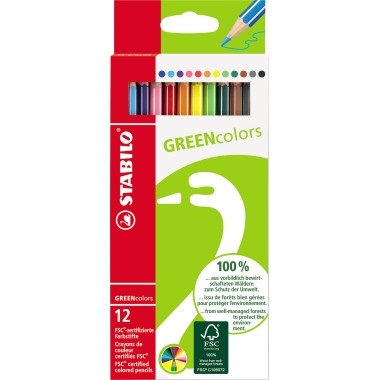 Bleistift Stabilo GREENcolor farbig sortiert Stärke der Mine: 3 mm,12 St./Pack