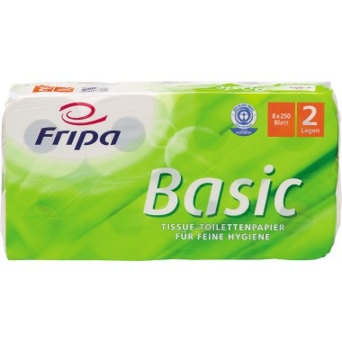 Toilettenpapier 2-lagig Fripa Basic geprägt weiß 250 Bl./Rl, 8 Rl./Pack