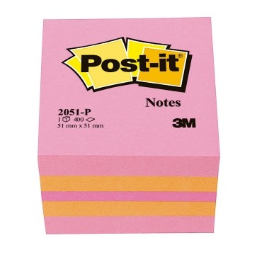 Haftnotizwürfel 51x51 Mini Post-it® 400 Blatt wassermelonenrot, vitalorange, guavapink