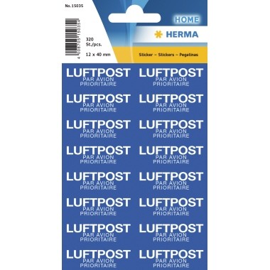 Etikett Luftpost 40x12,5mm blau 320 Etik./Pack
